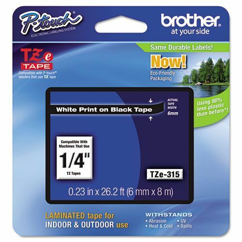 Etikettenband P-touch TZE315 - 6,35 mm Breite - Weiß - Laminiert - 1 Each