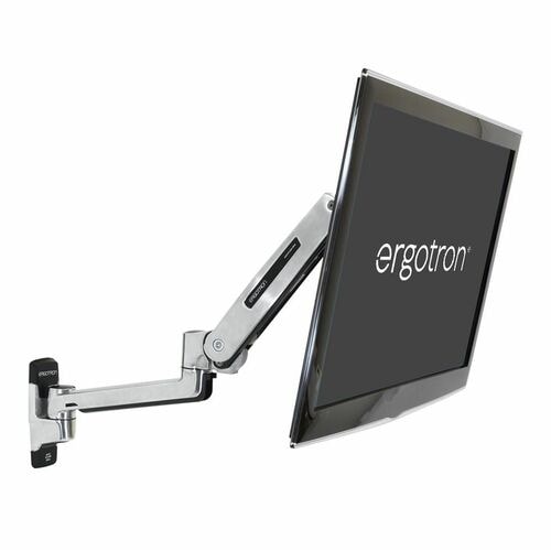 Ergotron Mounting Arm for Display Screen, Digital Signage Display, LCD Display, TV - Polished Aluminum - Height Adjustable