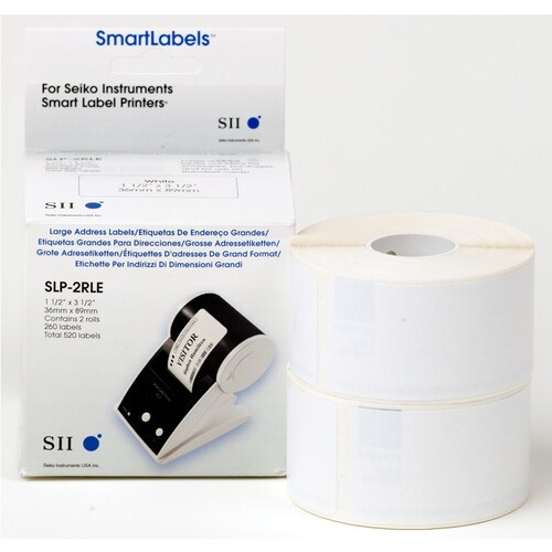 Seiko SLP-2RLE Address Label - 36 mm Width x 89 mm Length - Permanent Adhesive - Rectangle - Direct Thermal - White - Pape