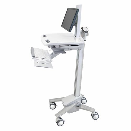 Ergotron StyleView Medical Trolley - 15.88 kg Load Capacity - 4 Casters - 101.60 mm Caster Size - Aluminium - Grey - 61 cm