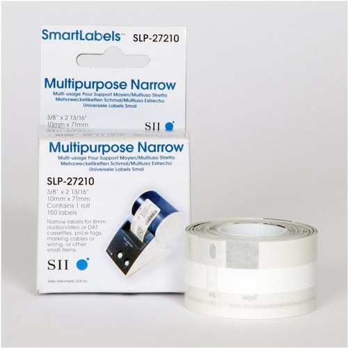 Seiko SLP-27210 Multipurpose Label - 10 mm Width x 71 mm Length - Rectangle - Direct Thermal - White - 150 / Roll - 1 / Box