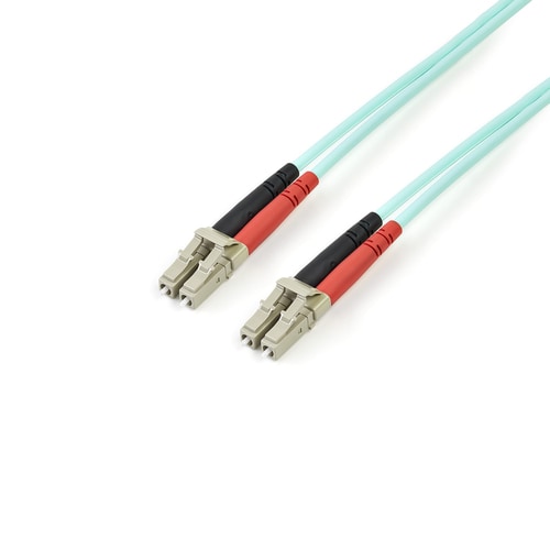 StarTech.com 3m (10ft) LC/UPC to LC/UPC OM3 Multimode Fiber Optic Cable, Full Duplex 50/125 Zipcord, 100G, LSZH Fiber Jump