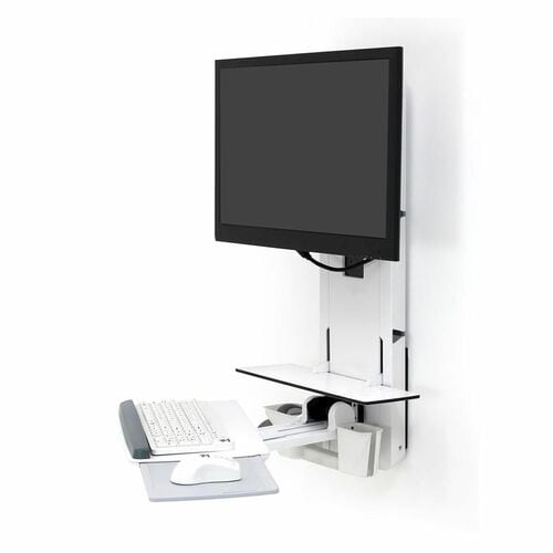 Ergotron StyleView Sitz-Steh Vertikal-Lift für Monitor, Behandlungszimmer, Tastatur, Maus, Scanner - Weiß - Bildschirmgr�ß