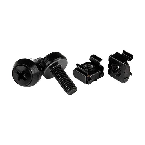 StarTech.com M6 x 12mm Screws and Cage Nuts - 100 Pack - M6 Mounting Screws and Cage Nuts for Server Rack and Cabinet - Bl