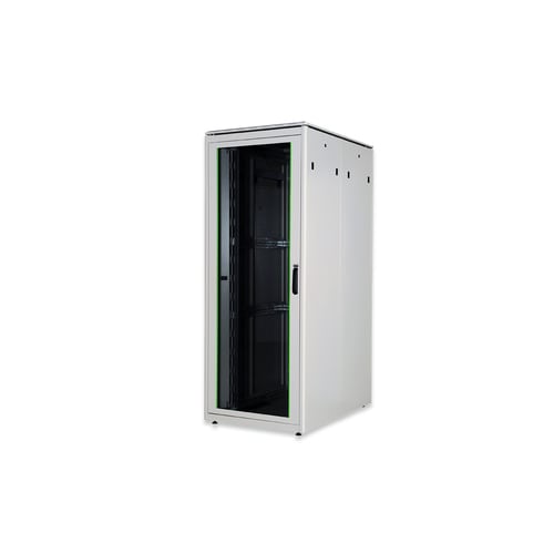 Digitus Unique 42U Rack Cabinet for LAN Switch, Patch Panel - 482.60 mm Rack Width - Light Grey - Steel, Glass - 600 kg Ma