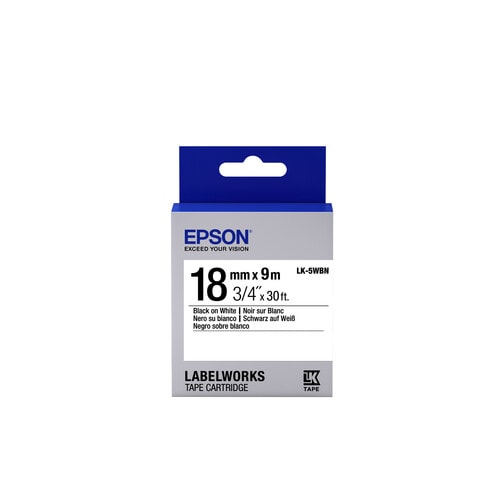 Epson LabelWorks LK-5WBN Label Tape - 18 mm Width - Thermal Transfer - White