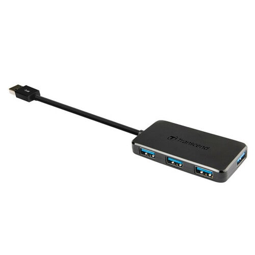 Transcend HUB2 USB Hub - USB - External - Black - 4 Total USB Port(s) - 4 USB 3.0 Port(s) - PC, Mac, Linux