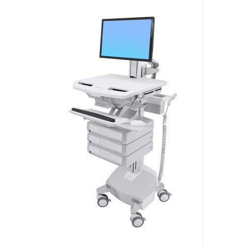 Ergotron StyleView Medical Trolley - 3 Drawer - 14.97 kg Load Capacity - 4 Casters - Aluminium