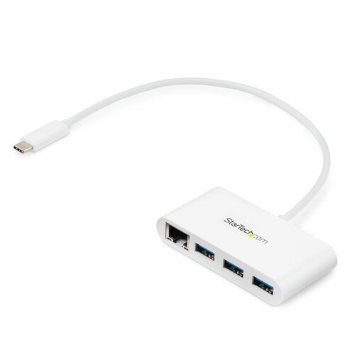 StarTech.com USB-C to Ethernet Adapter with 3 Port USB C Hub - Gigabit - White - Thunderbolt 3 Compatible - MacBook Pro 20