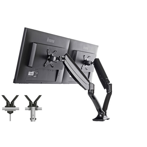 iiyama DS3002C-B1 Desk Mount for Monitor - Black - 2 Display(s) Supported - 68.6 cm (27") Screen Support - 5 kg Load Capac