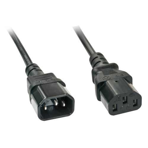 LINDY Verlängerungskabel - 3 m - für Monitor, USV, Computer, Studio-Licht - IEC 60320 C13 / IEC 60320 C14 - Schwarz