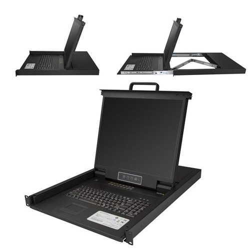 StarTech.com RKCONS1916K LCD Rack Console KVM Switch - 16 Computer(s) - 48.3 cm (19") LCD - SXGA - 1280 x 1024 - 2 x PS/2 