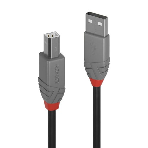 LINDY Anthra Line 20 cm USB/USB-B Datentransferkabel - Erster Anschluss: Anschluss 1: USB A, Stecker - 480 Mbit/s - Abschi
