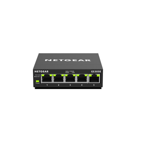 Netgear GS300 GS305E 5 Ports Manageable Ethernet Switch - 2 Layer Supported - Twisted Pair - 3 Year Limited Warranty