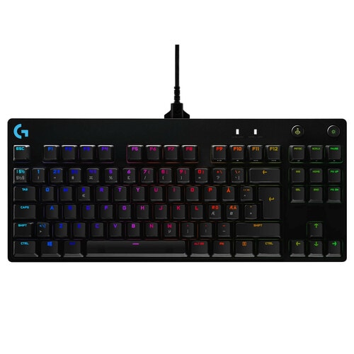 Logitech G PRO Gaming Keyboard - Cable Connectivity - USB Interface - RGB LED - Danish, Norwegian, Swedish, Finnish - QWER