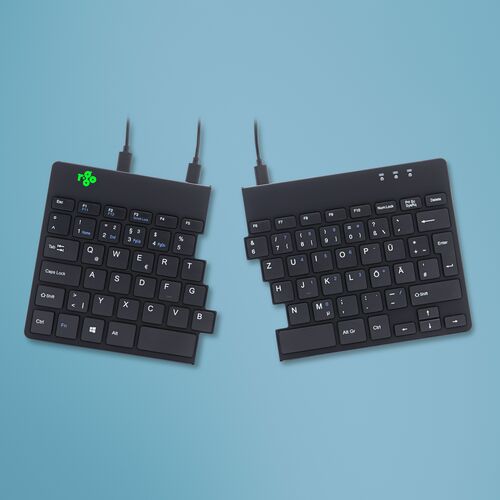 R-Go Tools Ergonomische Tastatur R-Go Split Break v2 mit Pausensoftware, geteilte Tastatur, QWERTZ (DE), Kabelgebunden, Sc