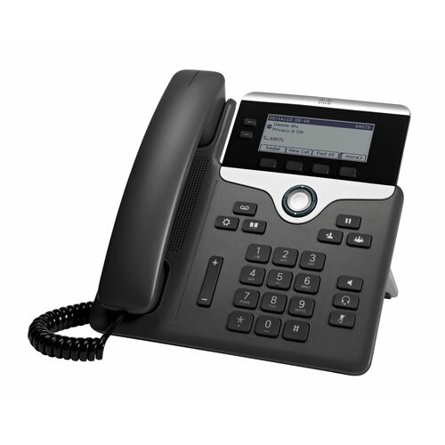 Cisco 7821 Telefone IP - Montagem em parede, Secretária - Carvão - Compatível com TAA - 2 x Linha Total - VoIPRede (RJ-45)