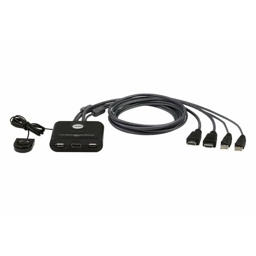 ATEN CS22HF KVM Switchbox - 2 Computer(s) - 1 Local User(s) - 1920 x 1200 - 4 x USB - 3 x HDMI - Desktop