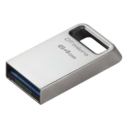Kingston DataTraveler Micro DTMC3G2 64 GB USB 3.2 (Gen 1) Type A Flash Drive - Silver - 200 MB/s Read Speed - 5 Year Warranty