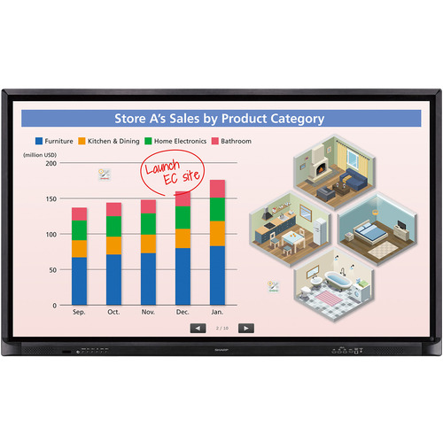 Sharp NEC Display BIG PAD PN-70HC1E 70" (177.8 cm) Class LCD Touchscreen Monitor - 16:9 - 8 ms - 70" (177.8 cm) Viewable -
