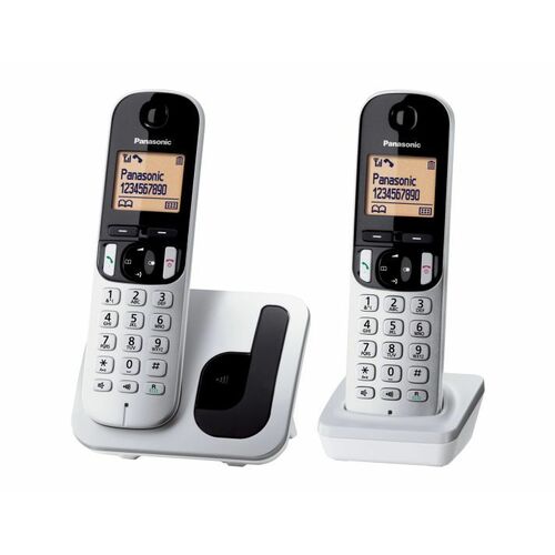 Panasonic KX-TGC212SPS DECT Cordless Phone - Silver - 1 x Phone Line - 2 x Handset - Speakerphone