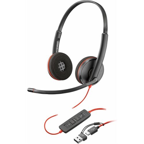 Blackwire 3220 Stereo USB-C Headset +USB-C/A Adapter (Bulk)
