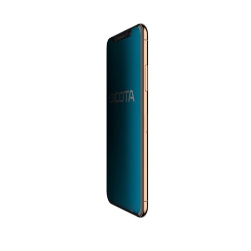 Dicota Secret Silicone, Polyethylene Terephthalate (PET) Privacy Screen Protector - Black - For LCD iPhone XS - Scratch Re
