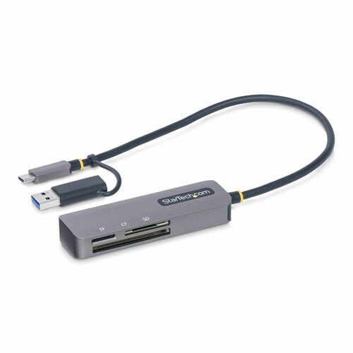 StarTech.com 3 Slot(s) Flash Reader - USB 3.2 (Gen 1) Type A, USB 3.2 (Gen 1) Type C - External - 1 - 640 MB/s - SD, SDHC,