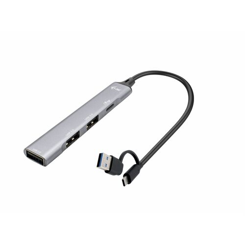 i-tec USB Hub - USB Type C, USB Type A - 640 MB/s - Notebook, Tablet, Smartphone, Keyboard, Mouse, Flash Drive - Grey - 4 