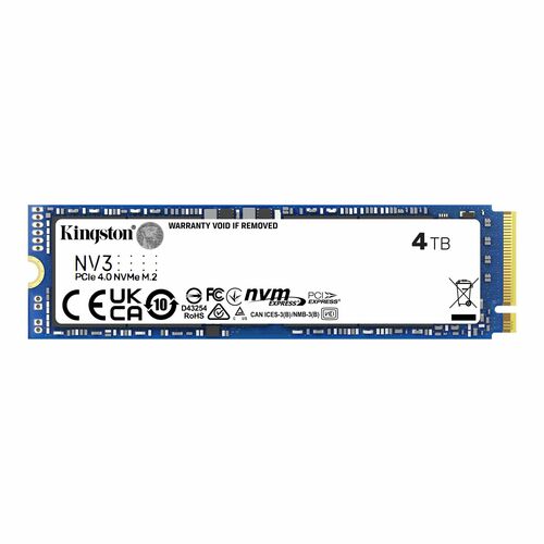 Kingston NV3 4 TB Solid State Drive - M.2 2280 Internal - PCI Express NVMe (PCI Express NVMe 4.0 x4) - Desktop PC, Noteboo