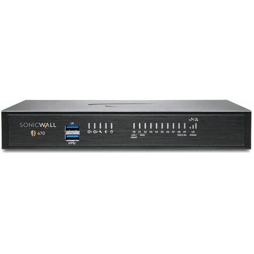 SonicWall TZ670 Network Security/Firewall Appliance - 3 Year Secure Upgrade Advance - Intrusion Prevention - 8 Port - 10/1