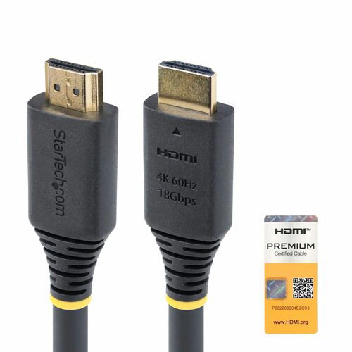 StarTech.com 5m (16.4ft) Premium Certified High Speed HDMI Cable, 4K 60Hz/1440p 144Hz, 18Gbps, UHD HDMI 2.0 Cord, TPE Jack