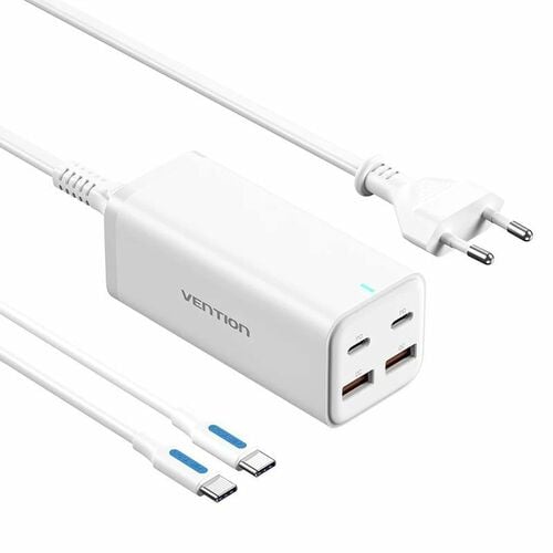 Vention FBS 100 W AC Adapter - 1 Box - Universal Adapter - 2 USB - 2 USB Type-C - For Notebook, Gaming Console, Tablet PC,