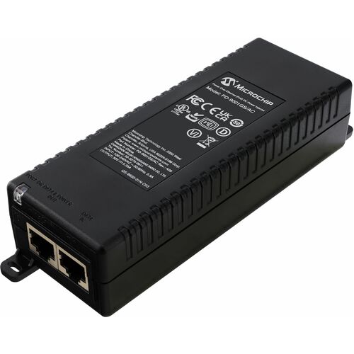 Microchip PD-9001GS/AC PoE Injector with power cord - 100 - 240 Vac AC input - 10/100/1000 Mbps Data Rate - 1 x PoE output