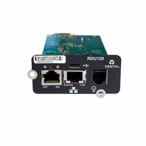 Vertiv Liebert IntelliSlot RDU120 - Network Card, Remote Monitoring Adapter, RS-485, USB Port, UL2900-1 cybersecurity cert