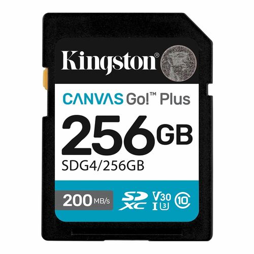 Kingston Canvas Go! Plus 256 GB SDXC - 200 MB/s Leitura - 160 MB/s Gravar