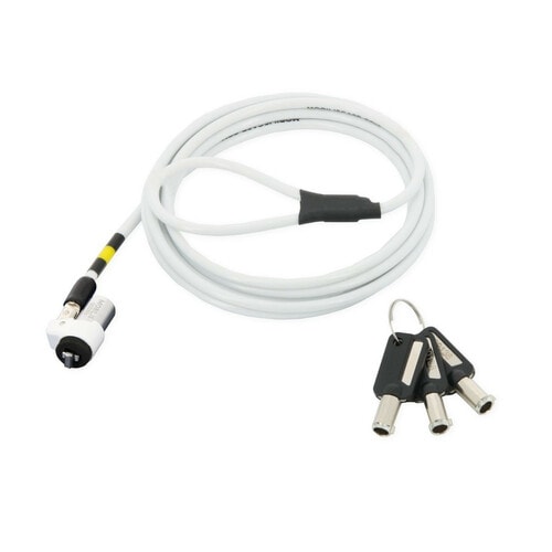 MOBILIS Cable Lock For Tablet, Notebook - 180 cm (70.87") Cable - Keyed Lock - White - Steel - For Tablet, Notebook
