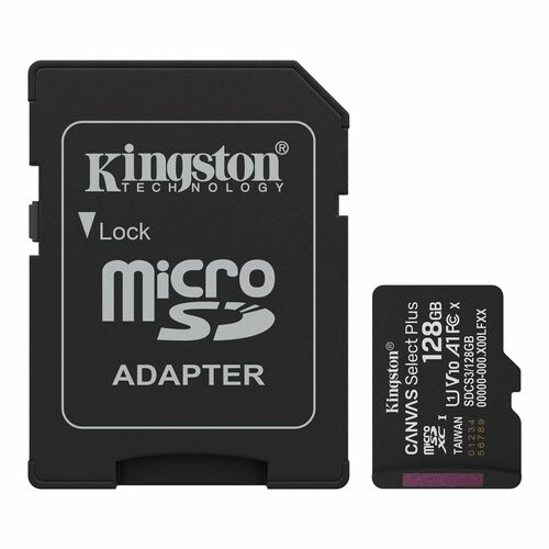 Kingston Canvas Select Plus 128 GB Class 10/UHS-I (U1) V10 microSDXC - 1 Each - 150 MB/s Read - Lifetime Warranty