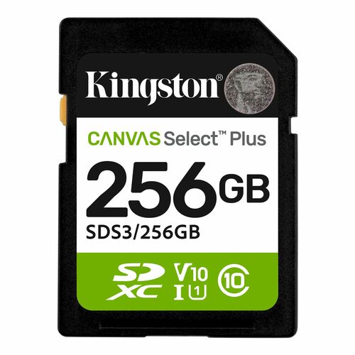 Kingston Canvas Select Plus 256 GB Classe 10/SUS-I (U1) SDXC - 1 - 150 MB/s Leitura - Ciclo de vida Garantia