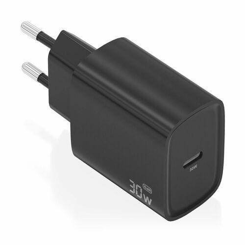 CARGADOR GAN 30W USB-C PD3.0 NEGRO