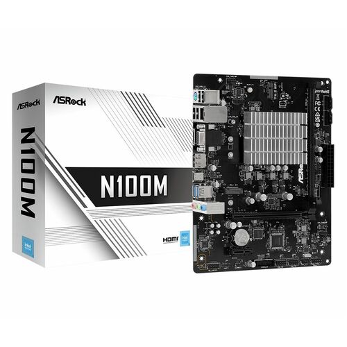 ASRock N100M Desktop-Mainboard - Micro ATX - N-Serie, Celeron Unterstützter Prozessor - 32 GB DDR4 SDRAM Maximaler Arbeits