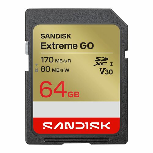 ""Carte SDXC SanDisk - 64 Go - Classe 10/UHS-I (U3) - V30 - 1 - 170 Mo/s en Lecture""