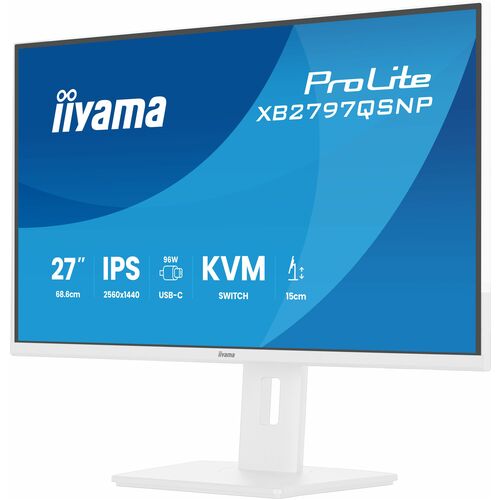 iiyama ProLite XB2797QSNP-W1 27 Zoll Klasse WQHD LED-Monitor - 16:9 Format - Matt-weiß - 68,6 cm (27 Zoll) Viewable - IPS-