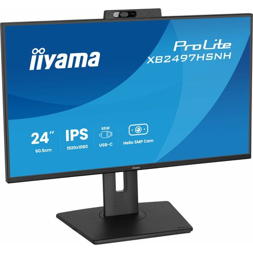 iiyama ProLite XB2497HSNH-B1 24 Zoll Klasse Webcam Full HD LED-Monitor - 16:9 Format - Mattschwarz - 60,5 cm (23,8 Zoll) V