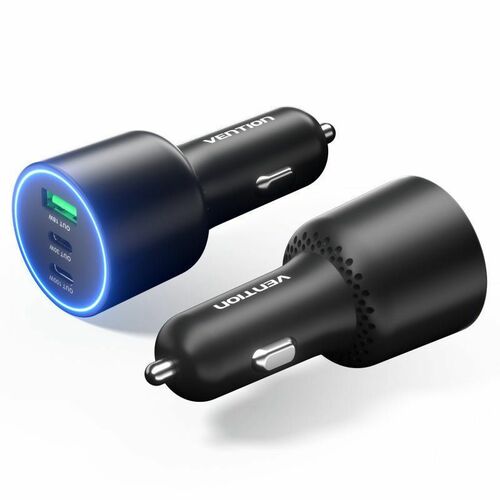 THREE-PORT USB-C + C + A (100W + 30W + 18W) CAR CHARGER BLACK A