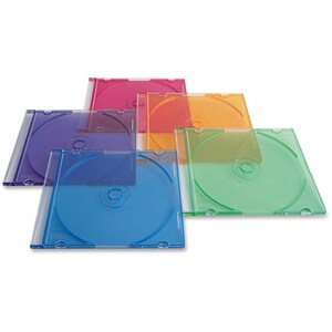 Verbatim CD/DVD Color Slim Jewel Cases, Assorted - 50pk - Jewel Case - Book Fold - Plastic - Blue, Green, Yellow, Purple, 