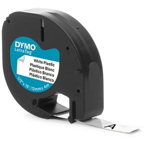 Dymo LetraTag Label Maker Tape Cartridge - 1/2" Width - Direct Thermal - White - Polyester - 1 Each