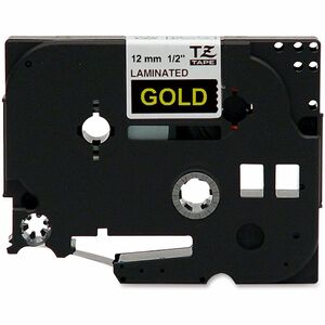 Brother TZE334 Label Tape - 12.70 mm Width - Gold, Black - 1 Each - Grease Resistant, Grime Resistant