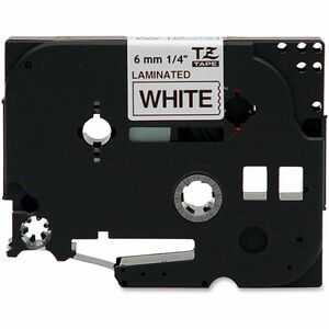 P-touch TZE211 Label Tape - 6.35 mm Width - Black, White - Laminated - Grease Resistant, Grime Resistant - 1 Each