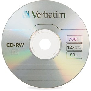 Verbatim CD-RW 700MB 4X-12X High Speed with Branded Surface - 25pk Spindle - 700MB - 25 Pack